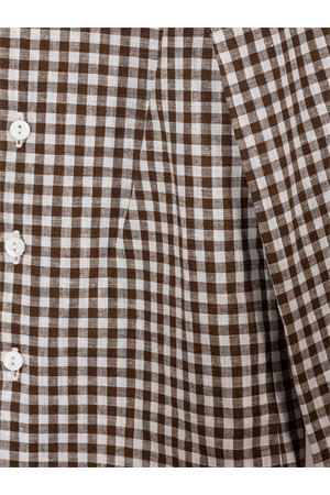 Camicia a quadri in cotone e lino marrone e bianco LITTLE BEAR KIDS | 3242QUADROMORO